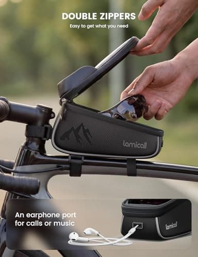 Lamicall Bike Frame Bag Waterproof, [1.6L Capacity] Bike Top Tube Phone Bag — view 4