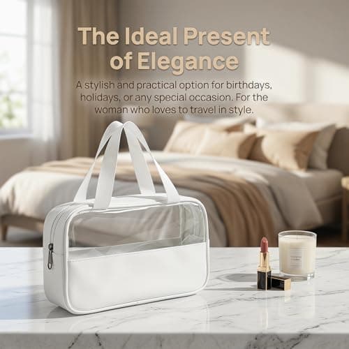 Clear Makeup Bag Travel Toiletries Bag, Toiletry Bags for Women, Waterproof Emergency Kit Bag for Girls, Portable Make up Wash Pouch for Travel Holiday Essentials Accessories (White) — view 6