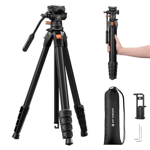 K&F CONCEPT 73” Camera Tripod with Fluid Head