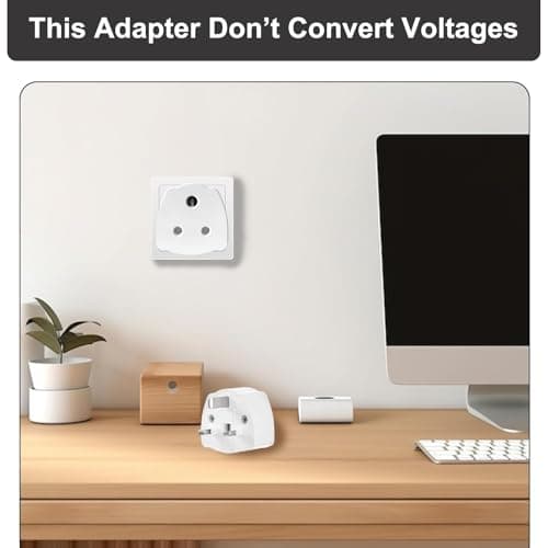 ZANTESR India To UK Adapter, 2PCS India To Uk Plug Adapter For Business Family Travel Outdoor, India To Uk Plug Adapter 3 Pin With 5A Fuse For Business Family Travel Outdoor (White) — view 5