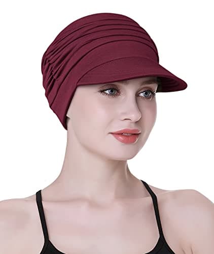FocusCare Novelty Headwear for Chemo Women Holiday Turbans for Travel Shopping Cap for Hair Loss Burgundy — view 4
