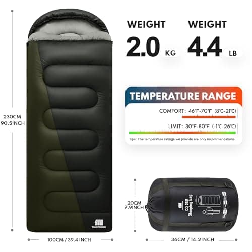 TANSTRIDER 0°C Winter XXL Sleeping Bags for Adults Cold Weather,Camping Sleeping Bag for Kids with Compression Sack,4 Season Camping Essentials Gear for Hiking,Traveling,Outdoor,Backpacking — view 2