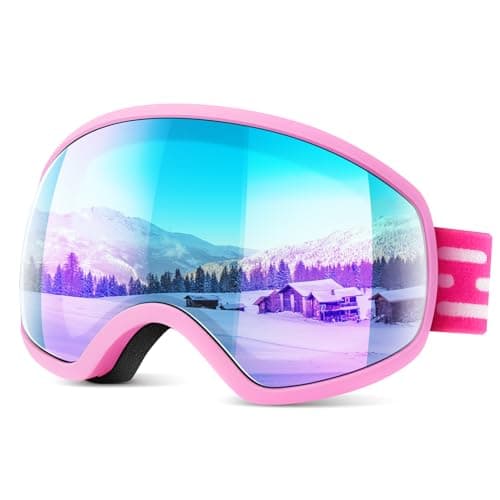 EasYoung Ski Goggles for Men Women Youth, Skiing Snowboard Goggles with Over Glasses, Anti-fog, UV Protection, Helmet Compatible