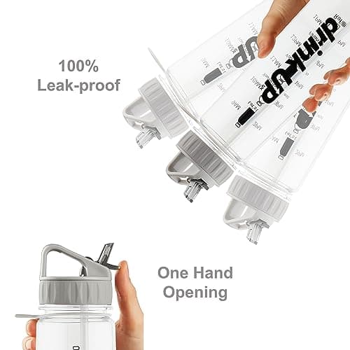 DrinkUp Motivational Water Bottle with Time Markings & Straw 900ml | Leak-Proof BPA-Free Hydration Tracker | Ideal for Gym, School, Office, Hiking & Cycling | Women & Men — view 2