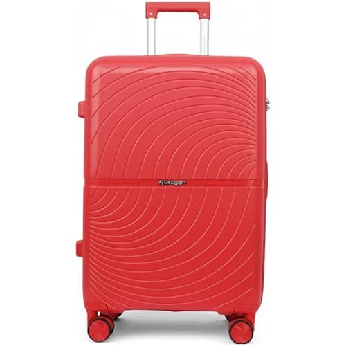 Fly Kite Luggage 20 Inch Cabin Suitcase 100% Polypropylene, Hard Shell with Aluminium Trolley Handle Real TSA Secure Lock 3 Digit 360° Smooth Wheels Lightweight Suitcase|Red