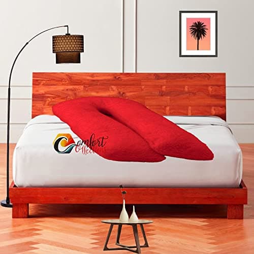 Teddy Fleece Full Body 9FT U Shaped Orthopaedic Pillowcase Cover With Zip Maternity Nursing Pregnancy Super Soft Snug Cuddles 9 Feet Pillowcase U Cover Red 75cm x 135cm Approximate