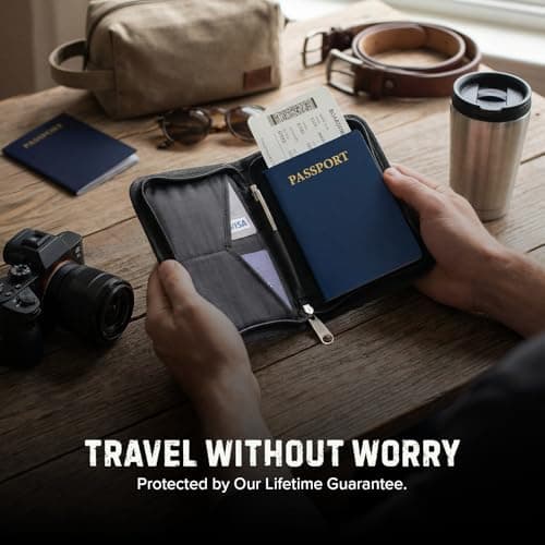 Zero Grid Passport Holder & Travel Wallet with RFID Blocking - Premium Document Organizer Case for Men and Women - Holds Passports, Cards, Tickets, ID, Cash - Compact Zippered Wallet - Midnight — view 5