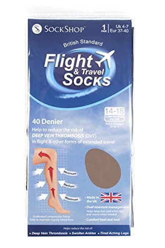 SockShop Ladies 40 Denier Flight and Travel Socks 4-7 uk, 37-40 eur Natural — view 2