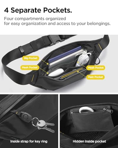 Spigen Life Klasden Waist Bag KD411 Belt Bag for Men and Women Belt Bag for Travel, Sports and Outdoor Activities - Black — view 4