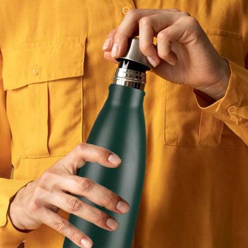 Mont-Clair Stainless Steel Water Bottle, Vacuum Insulated - BPA Free, 12h Hot & 24h Cold Drinks, Metal Water Bottle 500ml Leakproof, Ideal for Adult, Kids, Running - Dark Green — view 5