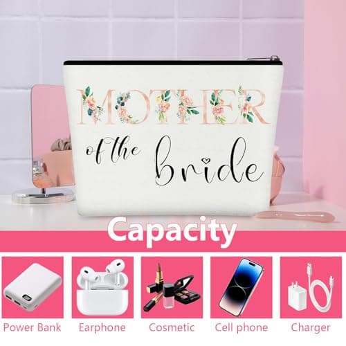 Bride Makeup Bag - Homiladi Elegant Cosmetic Organizer with Toiletry Pouch | Wedding Gift Box, Mother of The Bride & Mother in Law | Bridal Party Travel Accessories for Engagement — view 3