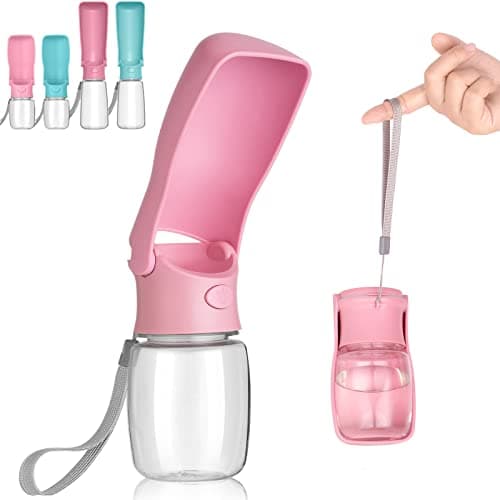 Canareen Foldable Travel Dog Water Bottle for Dog Cat Outdoor(350ml,Pink)