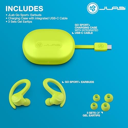 JLab Go Air Sport+ Running Headphones - Bluetooth Earbuds, Yellow — view 4