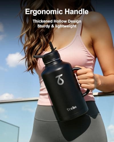 Trebo Insulated Water Bottle 2 L Stainless Steel with Side Handle & Pouch — view 3