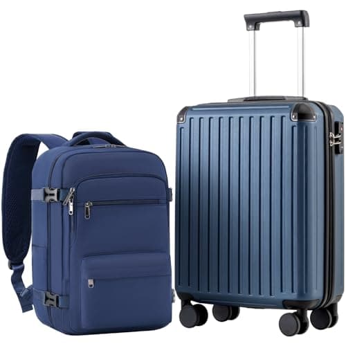 COOLIFE Cabin Suitcase 55x40x20 & Cabin Bag 40x30x20 EasyJet Ryanair PC+ABS