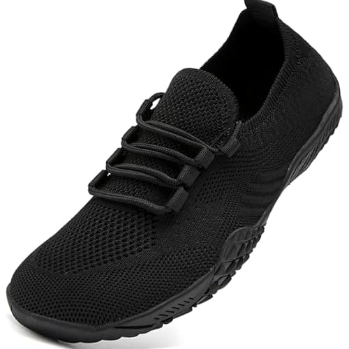 ZGPWZWL Barefoot Shoes Womens Trainers Non Slip Breathable,Black,Size UK3.5