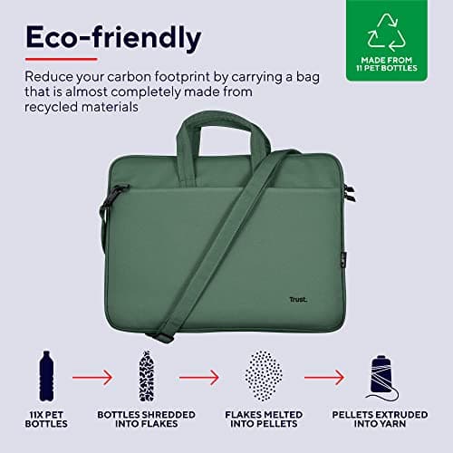 Trust Bologna Slim Messenger Bag 16 Inch with Shoulder Strap, Green — view 4