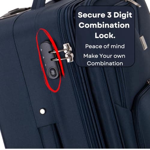 ATX Luggage 26” Medium Suitcase Expandable Durable Lightweight Suitcase with 2 Wheels & Built-in 3 Digit Combination Lock (Navy, 79 Liter) — view 5