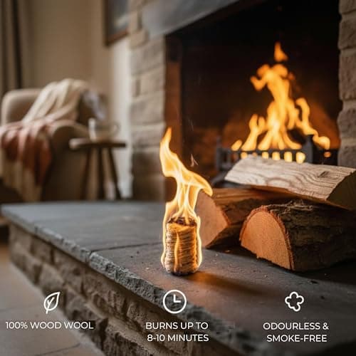 Horeca Candles - Wood Wool Fire Starter for Camping, Stoves, Grill - Pack of 200 Natural Fire Lighters for Camp Pits, Fireplaces - Indoor & Outdoor Odorless Firelighters - Waterproof Firestarter — view 3