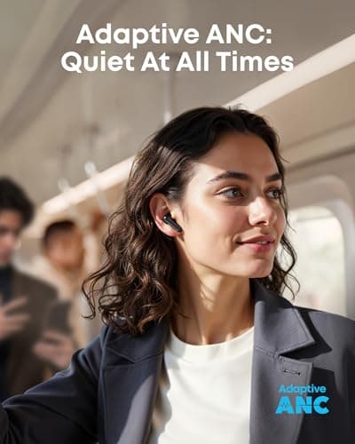soundcore P41i by Anker Adaptive Noise Cancelling Earbuds with Portable Phone Charger (Built-in USB-C Cable), 192 h Playtime, Immersive Sound,6-Mic AI Calls IPX5 (Black with Lightning Adapter) — view 4