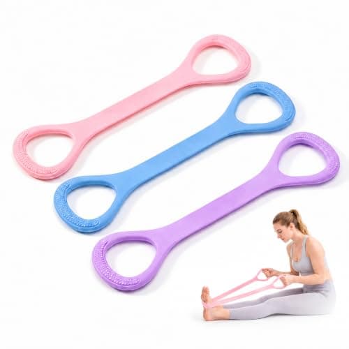 3-Pack 8-Shaped Resistance Bands Arm Back Shoulder Exercise Elastic Rope with Handles for Yoga Pilates Stretching Fitness Band for Women and Men Home, Office & Travel Fitness Training Workout