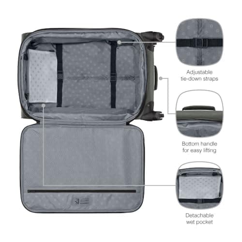 WENGER Sion Soft-Shell Suitcase M, 72/82 l Expandable, 4 Wheels, Grey — view 5