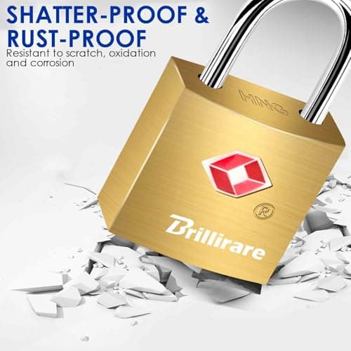 4 Pack TSA Approved Luggage Locks with Keys, Brass Travel Padlock, Solid Copper Waterproof Keyed Lock Unbreakable, Outdoor Metal Lock for Lockers, Bags, Backpack, Gym, Gate-Golden — view 5