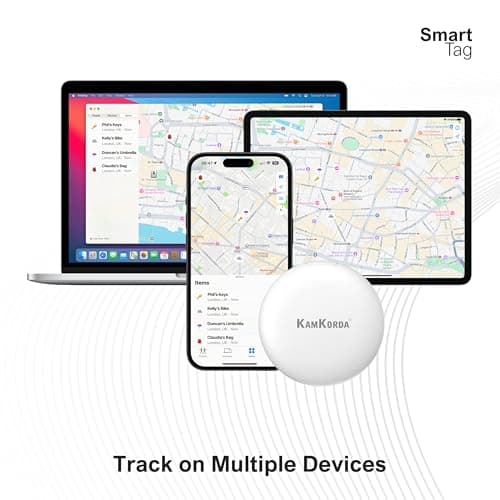 KamKorda Smart Tag Tracker, Bluetooth Key Finder, GPS Tracker Tag for Keys, Wallet, Pets, Luggage Tracking Device Compatible with iOS – White (White - 1 Pack) — view 5
