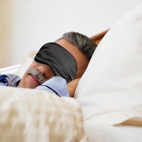 Sleep Mask Double-Sided Silk Eye Mask for Sleeping, Soft Light Blocking Sleep Shade Cover,Washable Blindfold Sleeping Eye Blinder for Men Women (Black) — view 6