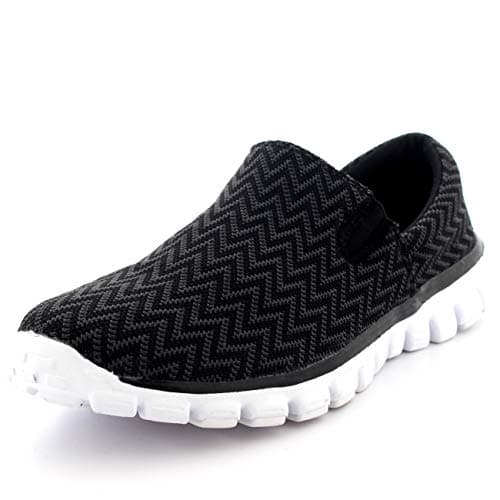 Get Fit Women’s Slip-On Walking Shoes - Lightweight Breathable Trainers with Memory Foam - Casual Work Sneakers - Comfortable Gym, Travel & Everyday Wear - Black/White - UK4/EU39 — view 3