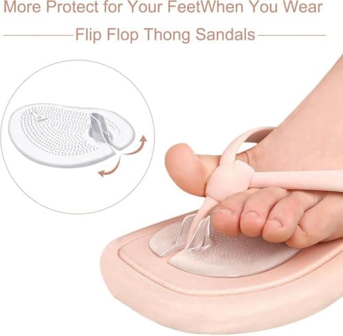 2 Pairs Thong Sandal Cushions Pad, Silicone Thong Flip Flop Cushion Clear Sandal Toe Protectors Sandal Gel Anti Slip Forefoot Cushions Inserts for Foot Protection for Sandals Men Women — view 5
