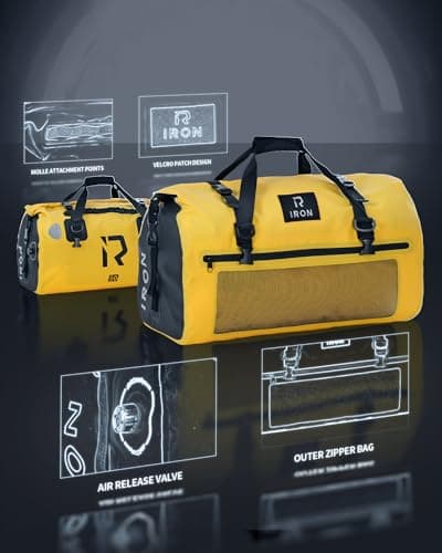 BORLENI Motorcycle Rear Bag Waterproof Luggage Roll Motorcycle Bag Waterproof Motorcycle Bag Saddle Bags Travel Bag Reflective for Hiking, Cycling, Travel, Camping, Outdoor, Kayaking, Yellow, 50 L — view 3