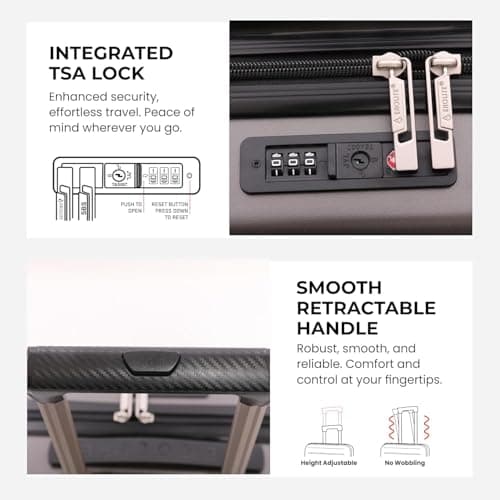 Aerolite 56x45x25cm British Airways Jet2 & easyJet Upgrade Maximum Allowance Large Lightweight 8 Wheel Carry On Hand Cabin Luggage Bag Suitcase 56x45x25 with TSA Approved Lock Charcoal Grey — view 4