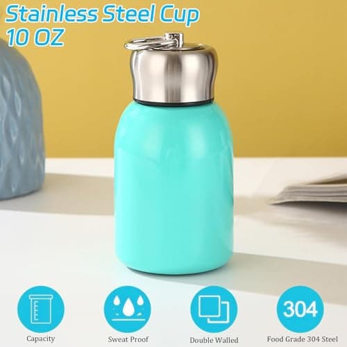 4 Pack Small Stainless Steel Water Bottles, 300ml Insulated Flasks — view 5