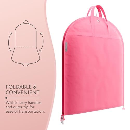 Hangerworld 54 Inch Zipped Pink Suit Dress Cover Travel Carrier Bag with Handles – Full-Length Zip and Secure Closure for On-The-Go — view 2