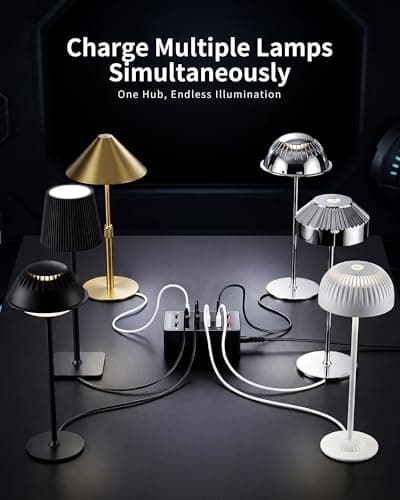 LuminexDesigns 12-Port USB Charging Station for Cordless Lamps, Black — view 6