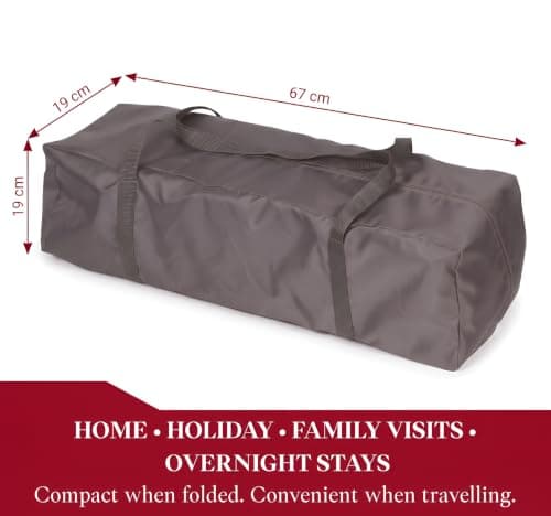 REQUISITE NEEDS Travel Cot, Lightweight, From Birth to 15kg, Easy Fold & Compact, Padded Mattress, Travel Bag - Grey — view 4