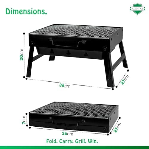 ADEPTNA Portable Folding Charcoal BBQ Grill Compact Tabletop Barbecue with Foldable Legs for Camping, Garden, Travel, Picnic & Outdoor Cooking – Durable Iron Construction with Spacious Cooking Surface — view 5