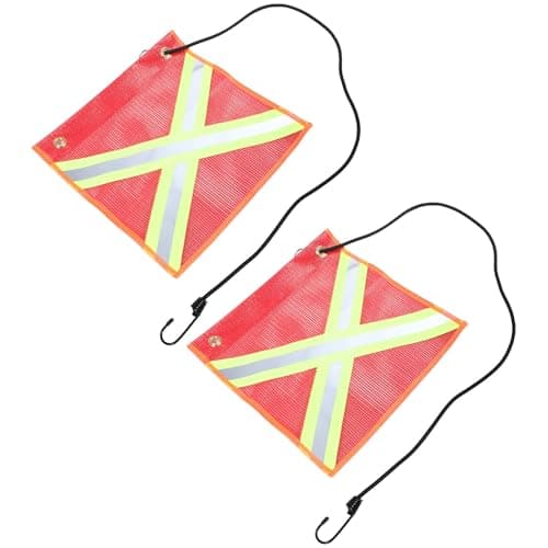 Operitacx 2pcs Reflective Safety Flags for Trucks Double-sided Mesh Construction Outdoor Warning Banners with Uv-resistant Pvc for Trailer Vehicle Travel Visibility