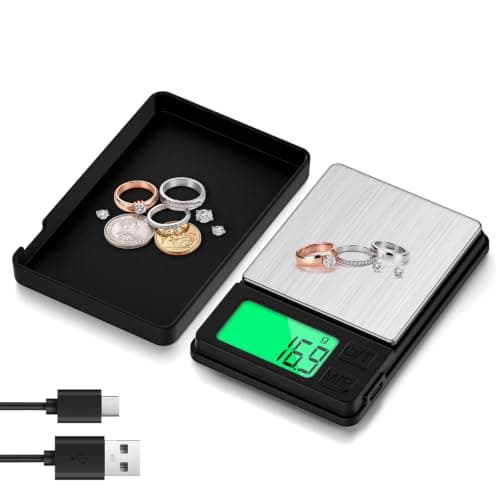 Diyife Rechargeable Small Pocket Scales with Cover,1000g/0.01g,4×2.6 Inches