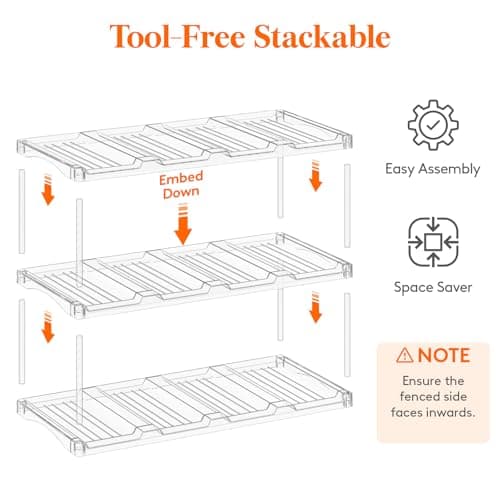 Lifewit Stackable Water Bottle Storage Organiser, Wine Bottle Holder for Cupboard, Plastic Large Compartment Tumbler organiser, Clear Wine Rack, Mug Cup Holder for Kitchen Storage, 3 Tier Hold 12 — view 3