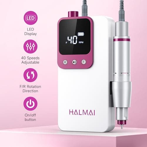 Electric Nail Drill Professional, Portable Nail File for Acrylic Gel Nails, Cordless Rechargeable Ultra Power Nail Drill Kit 40000RPM, HMC320 Salon-Grade Efile Nail Machine (White) — view 4