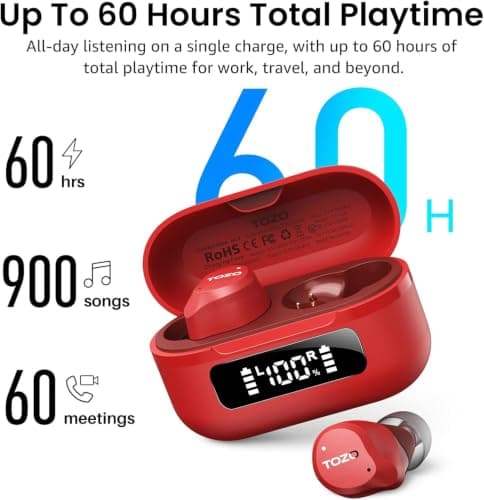 TOZO NC9 Hybrid Active Noise Cancelling Wireless Earbuds, 60H, LED Display — view 3