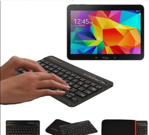 TECHGEAR [Active Strike (S) Slim Line Bluetooth Wireless UK Qwerty Keyboard With Carry Case Works for Samsung Galaxy Tab A8 10.5", Tab A7 10.4" SM-X200 SM-X205, Tab A 10.1 SM-T510 T580 Tablets