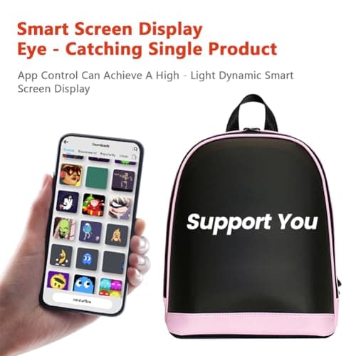 Gugxiom LED Backpack, App Controlled Light Up Backpack, 64x64 High-Clear Screen with DIY Display for Outdoor Travel and Advertising (Pink) — view 2