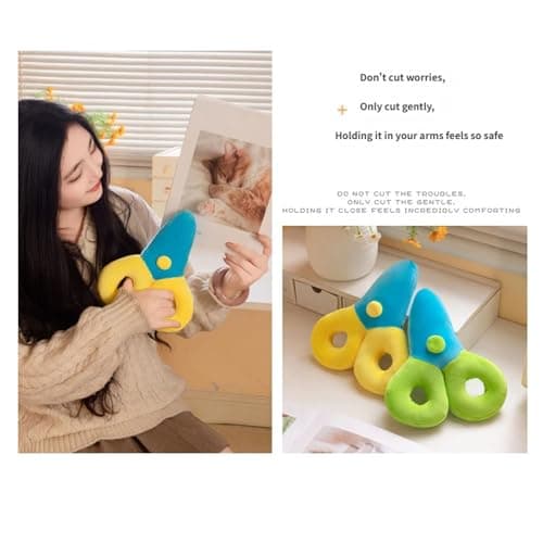Kalttoy Scissors Themed Plush Stuffed Toy Pillow for Travel, Yellow 25CM — view 4
