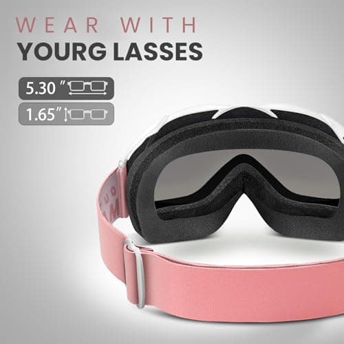 OutdoorMaster OTG Ski Goggles - Over Glasses Ski / Snowboard Goggles for Men, Women & Youth - 100% UV Protection (White Frame + VLT 10.2% Grey Lens) — view 3