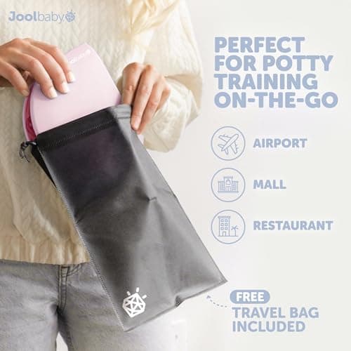 Jool Baby Folding Travel Potty Seat for Girls, Fits Round & Oval Toilets, Non-Slip Suction Cups, Includes Free Travel Bag (Pink) — view 3