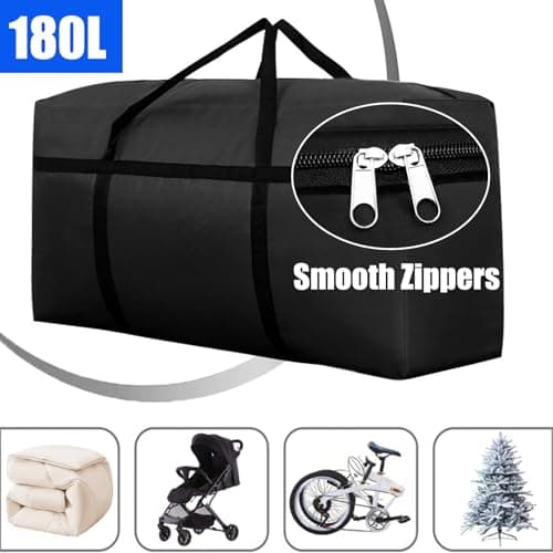 KXF 2 Packs 180L Extra Large Storage Bag Waterproof Heavy Duty Moving Bag Sturdy Space Saver Saving Organiser Underbed Storage Organizer Large Clothes Box Packing Boxes for Duvet Blankets Bedding — view 3