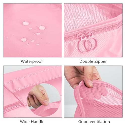 Jsdoin Packing Cubes for Suitcase,9 PCS Travel Luggage Packing Cubes for Backpack, Waterproof Essentials Suitcase Organiser Bags, Travel Accessories (Pink) — view 2
